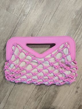 a new day Pink Knotted Net Cutout Handle Clutch